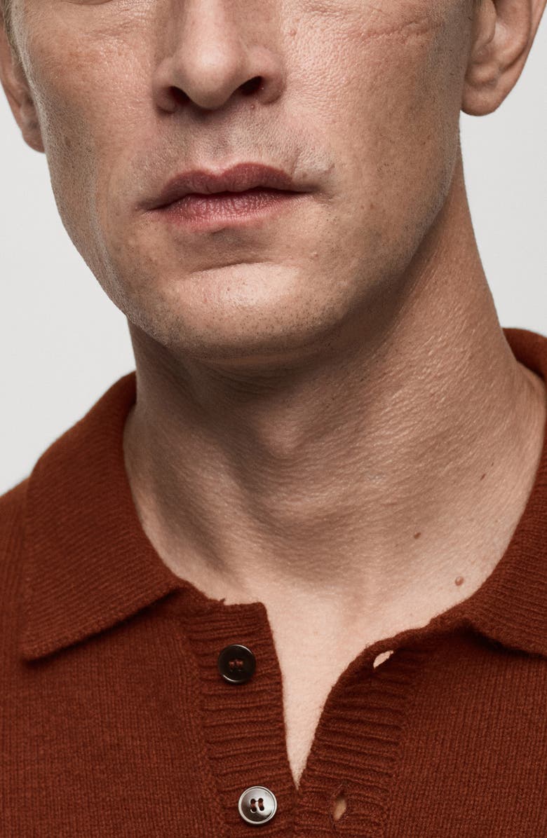 MANGO Wide Rib Trim Polo Sweater, Alternate, color, 