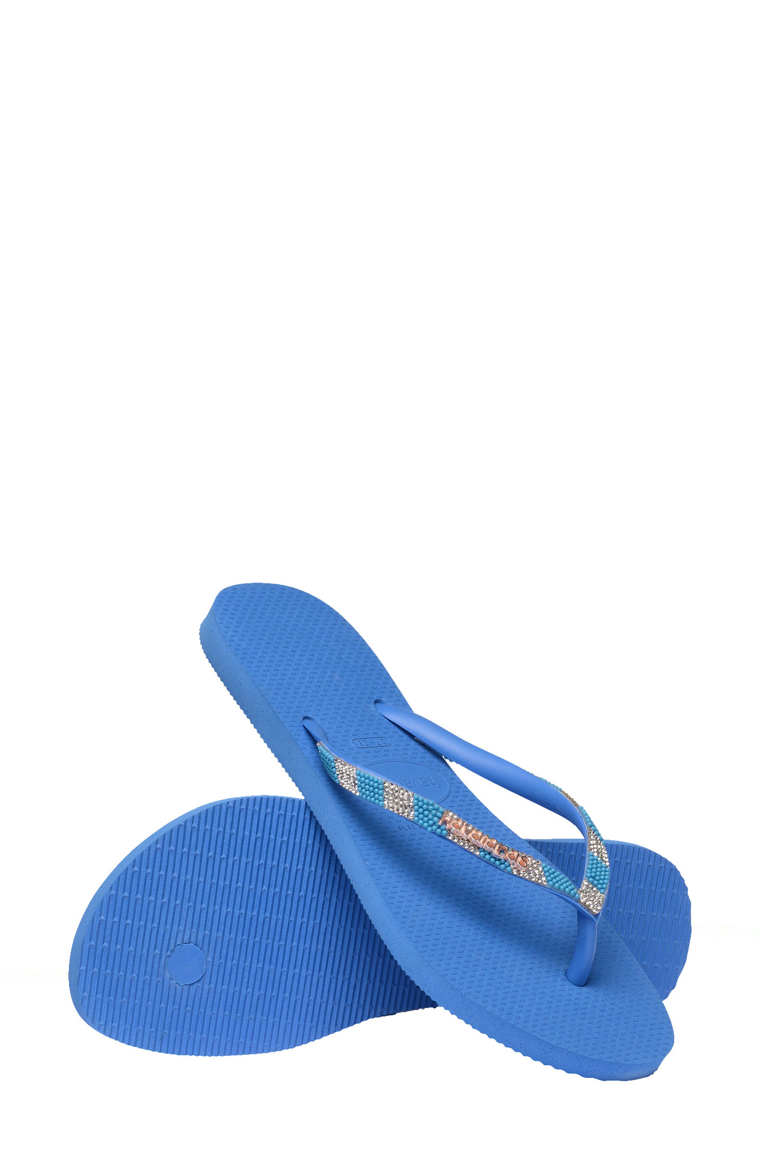 Slim Glow Embellished Water Resistant Flip Flop, Alternate, color, BRILLIANT BLUE