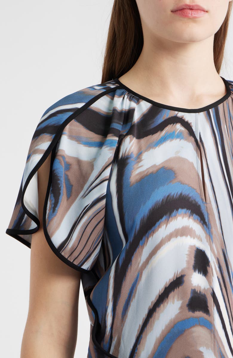 BOSS Swirl Print A-Line Dress, Alternate, color, Blue Jay Swirl