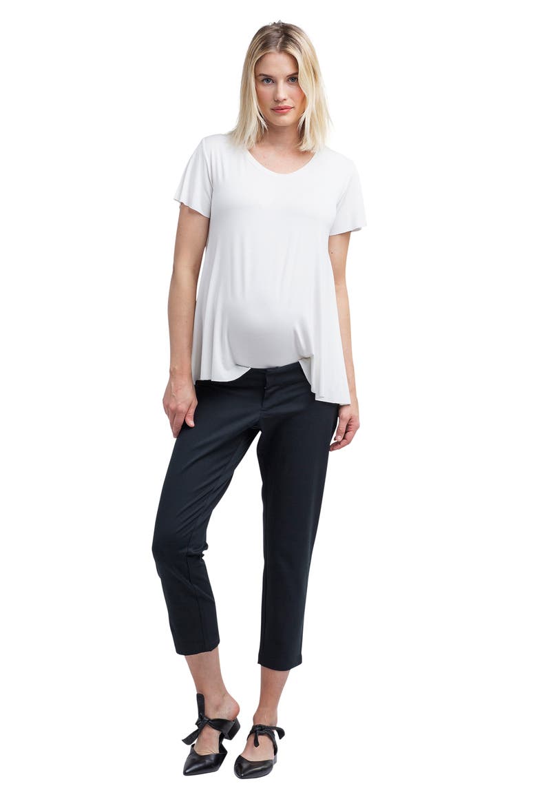 Ava Crop Maternity Pants, Alternate, color, BLACK