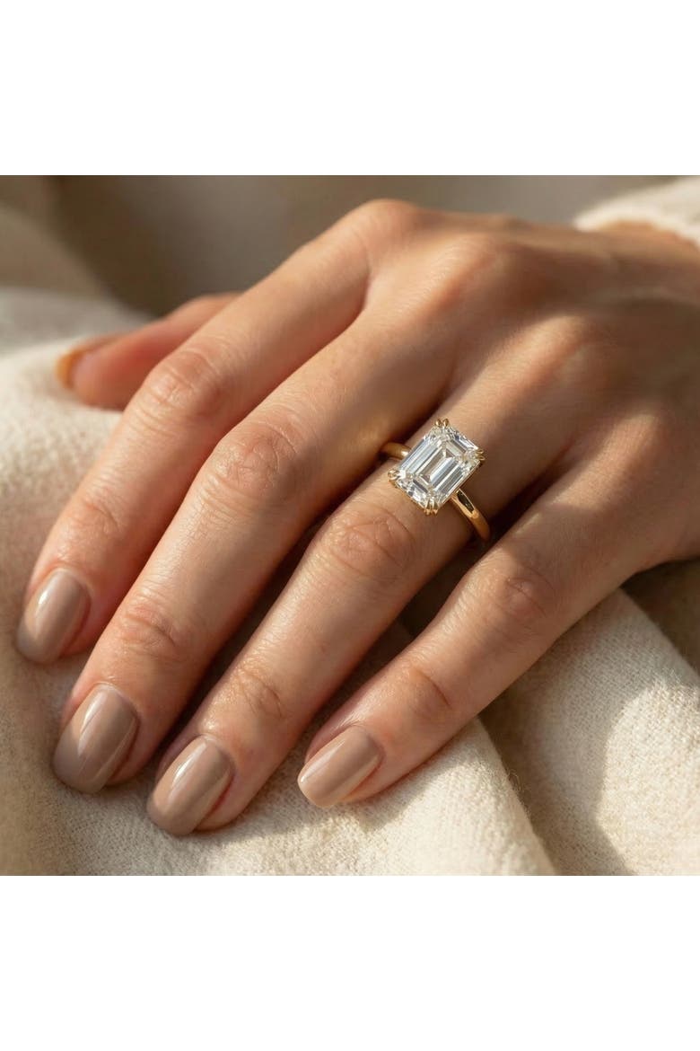 Certified 6Ct Emerald Cut Diamond Solitaire Ring 14k Gold Lab Grown, Alternate, color, 14k White Gold