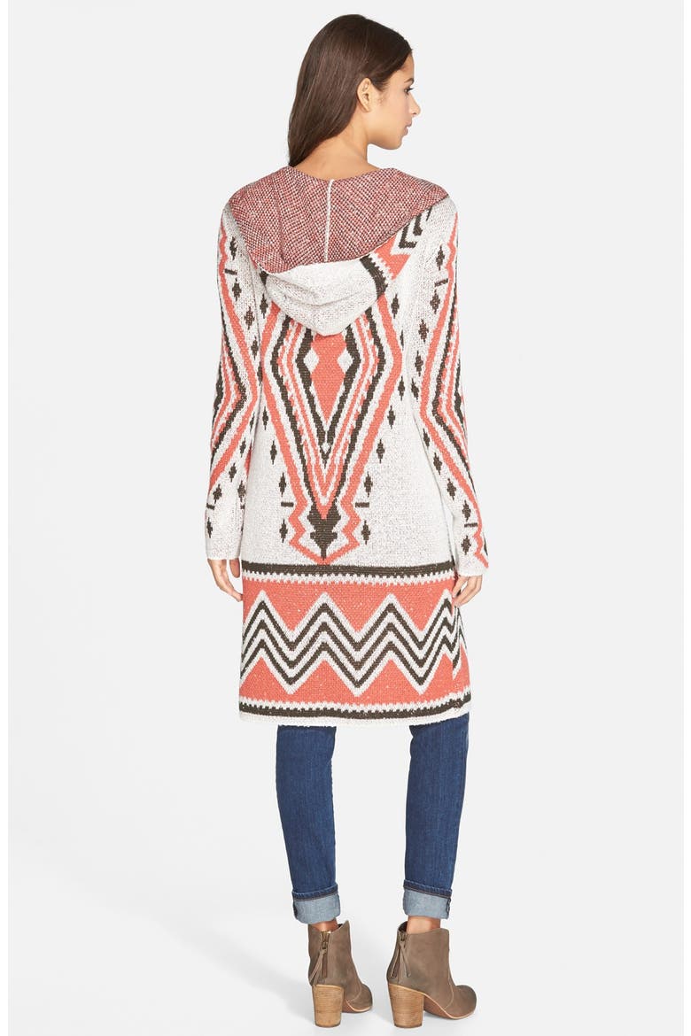 Hooded Jacquard Cardigan, Alternate, color, IVORY DOVE BOUCLE JACQUARD