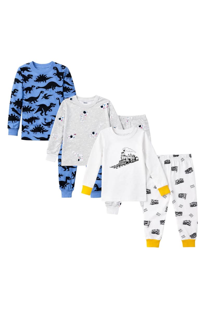 BenBen Boys 3 Pack Long Sleeve Pajamas, Main, color, Clear Grey