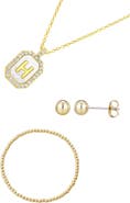 Adornia 3-Piece Mother-of-Pearl Initial Pendant Jewelry Set