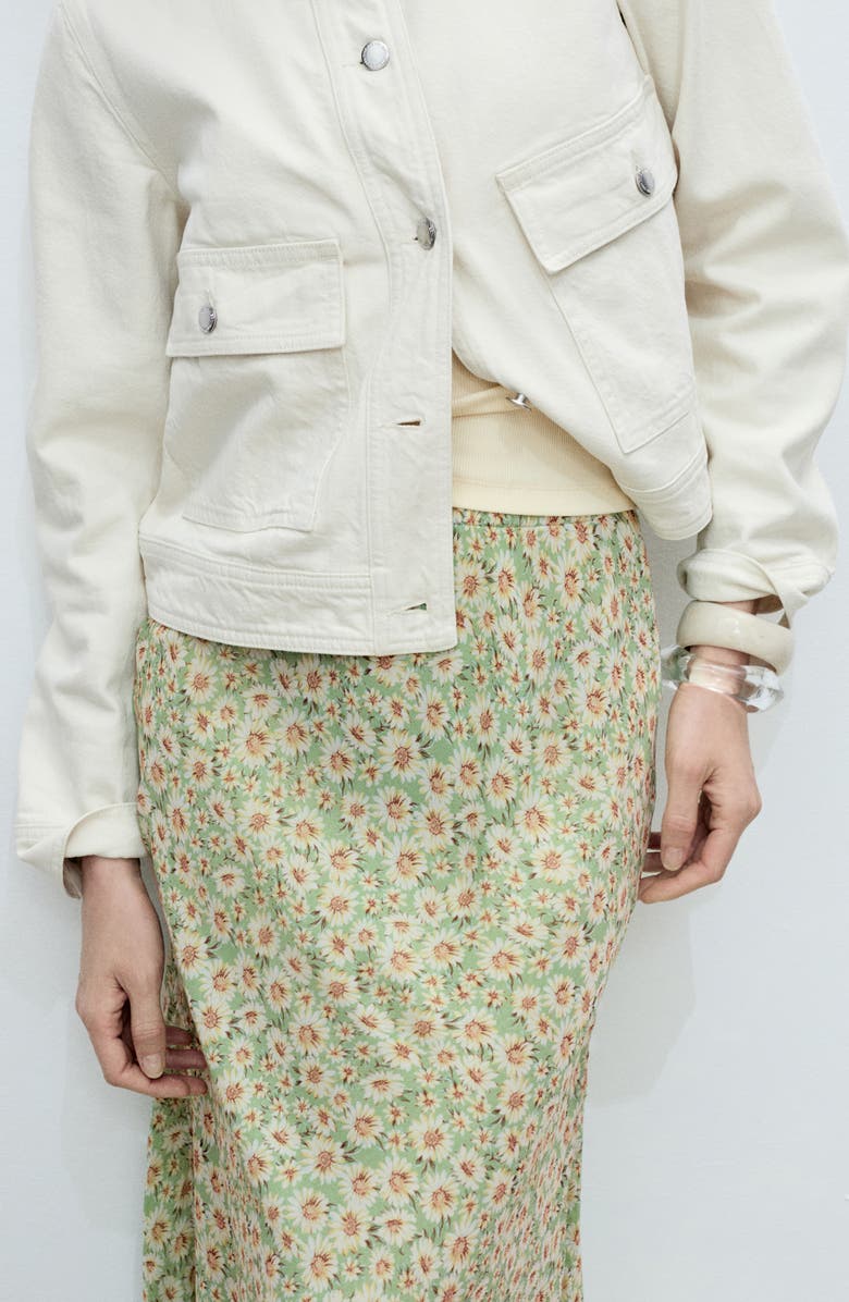 MANGO Belle Floral Chiffon Midi Skirt, Alternate, color, Pastel Green