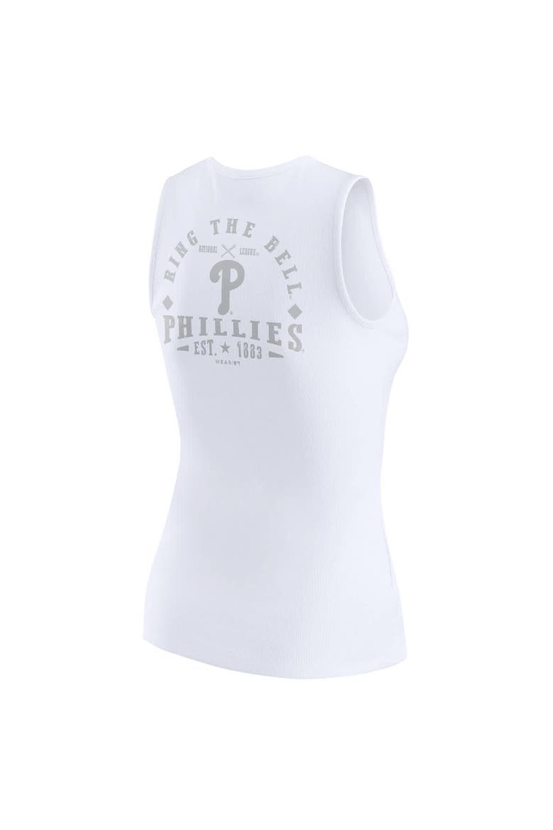 Women's WEAR by Erin Andrews White Philadelphia Phillies Rib-Knit Henley Tank Top, Alternate, color, White