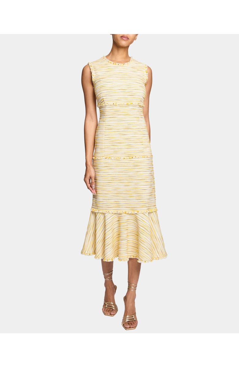 Santorelli ANDI Sleeveless Fit and Flare Sheath Dress in Lightweight Cotton Tweed, Alternate, color, Chamomile