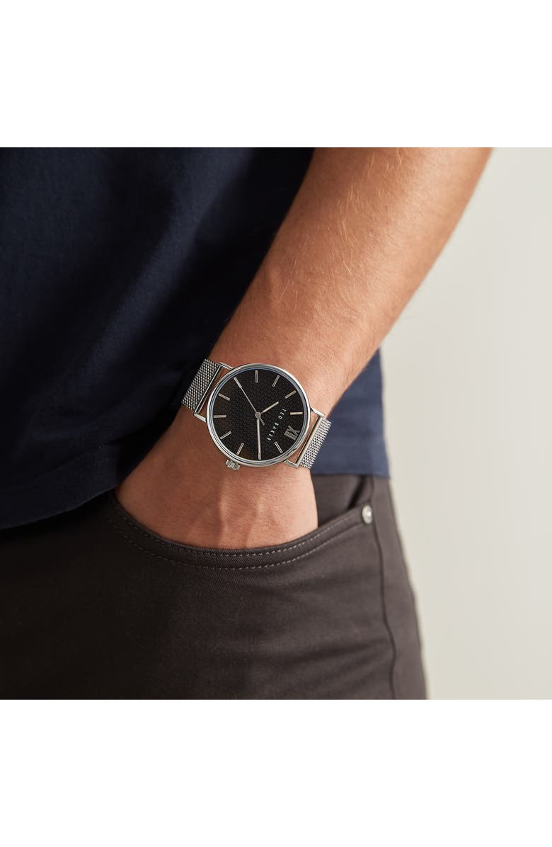 Ted Baker Phylipa Gents Mesh Strap Watch, 43mm, Alternate, color, 