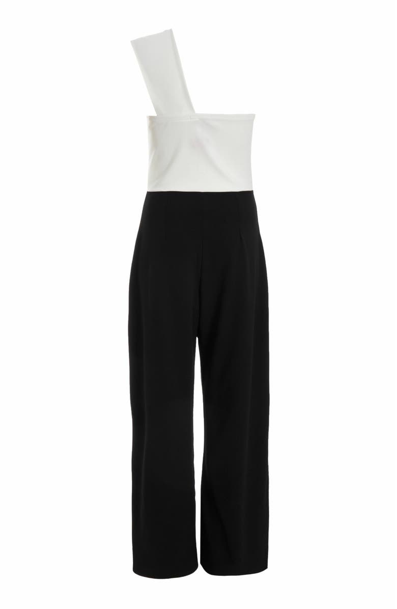 QUIZ One Shoulder Scuba Crepe Knot Front Jumpsuit, Alternate, color, 