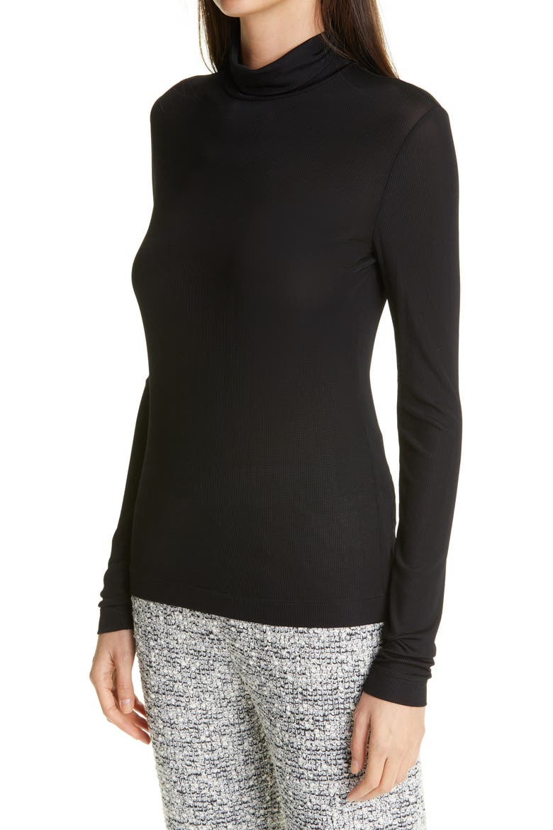 Long Sleeve Rib Turtleneck, Alternate, color, BLACK BK00