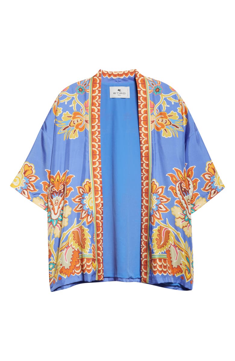 Etro Paisley Print Open Front Silk Twill Jacket, Alternate, color, Printed Azure Base