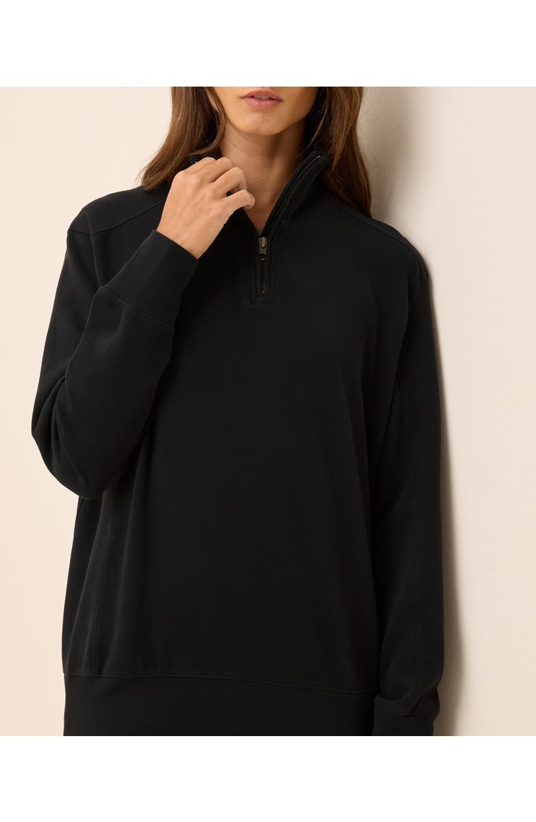 Pact Organic Cotton CloudKnit Quarter Zip, Alternate, color, Black