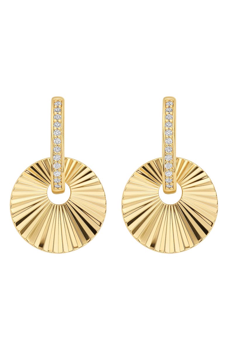 ATHRA LUXE Dolce Sole Fluted Round Drop Huggie Hoop Earrings, Main, color, Gold