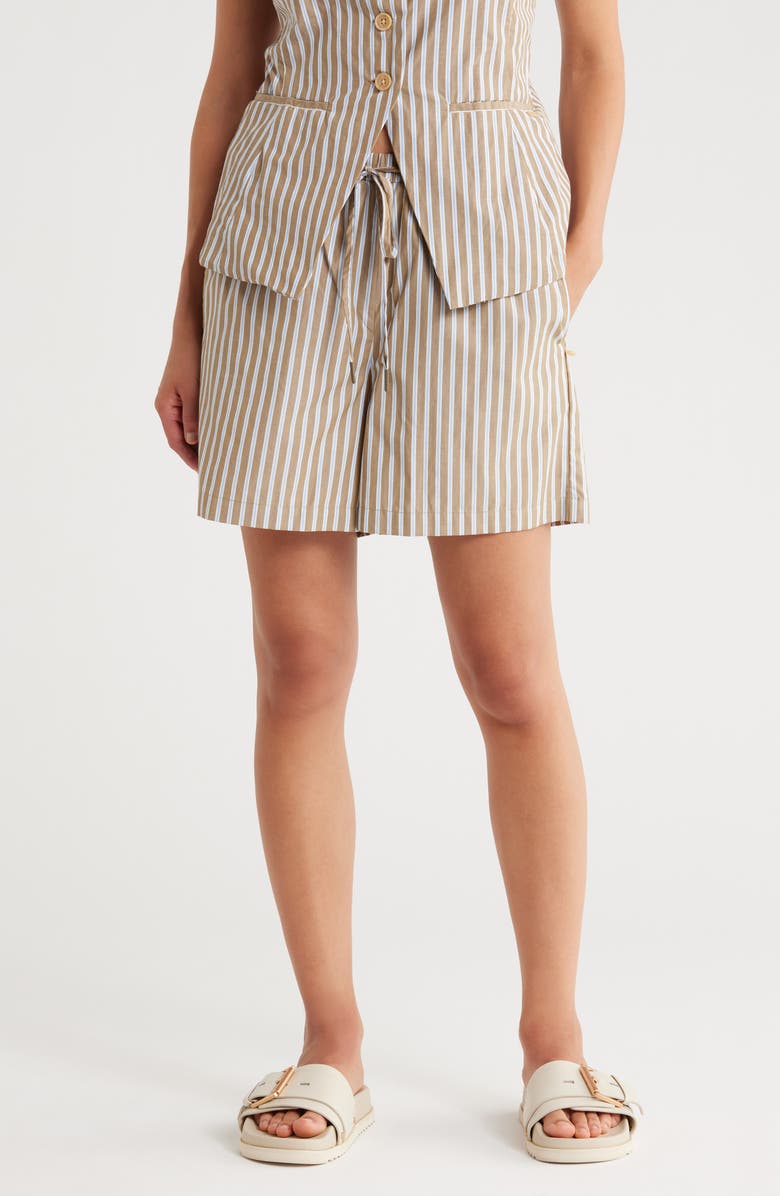 Scotch & Soda Easy Stripe Drawstring Shorts, Main, color, Martini Olive