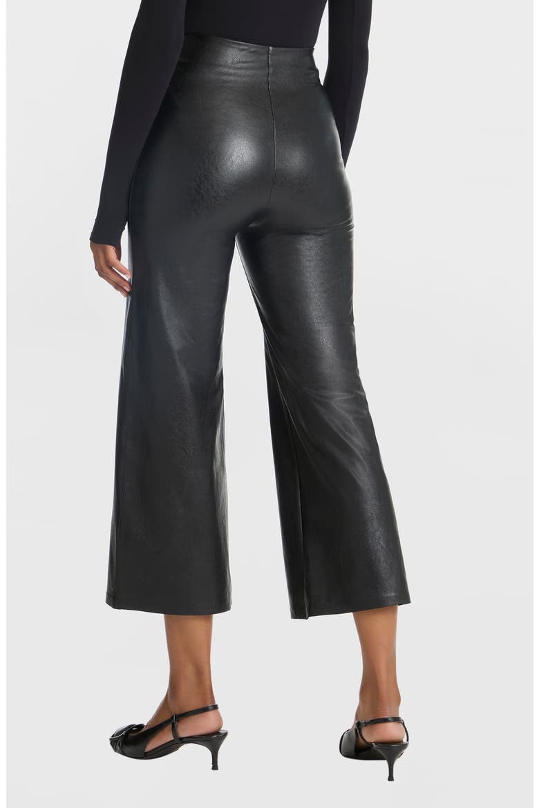 Faux Leather Crop Wide Leg Pants, Alternate, color, BLACK