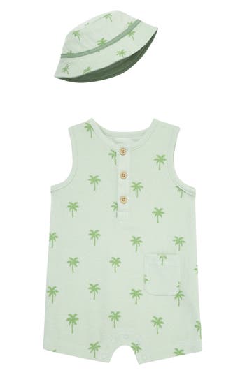 LITTLE ME LITTLE ME PALM TREE ROMPER & HAT SET 