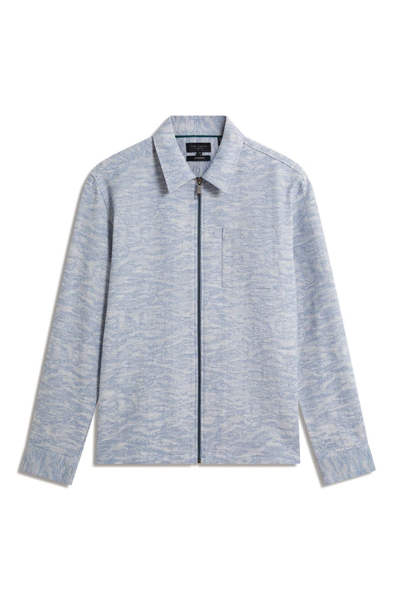Lerreto Jacquard Denim Zip Overshirt, Alternate, color, BLUE