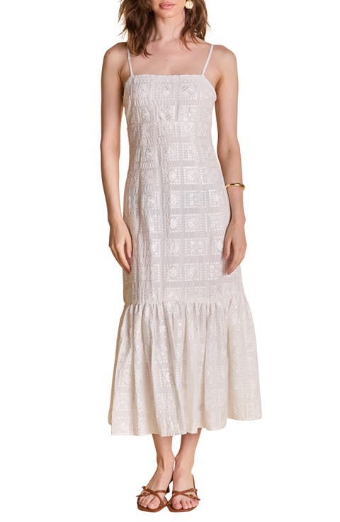 Embroidered Sequin Sleeveless Ruffle Hem Maxi Dress