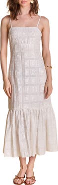 Endless Rose Embroidered Sequin Sleeveless Ruffle Hem Maxi Dress