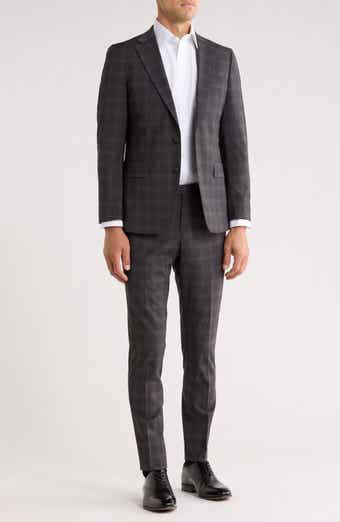 Original Penguin Grey Plaid Notch Lapel Wool Blend Suit