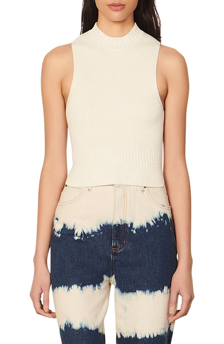 SANDRO Rib Knit Cotton Tank, Main, color, Blanc