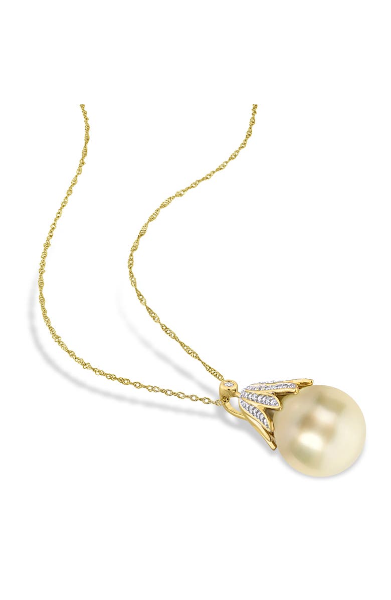 Julianna B. Cultured Pearl & Diamond Floral Necklace 14k, Alternate, color, South Sea Pearl/Yellow Gold