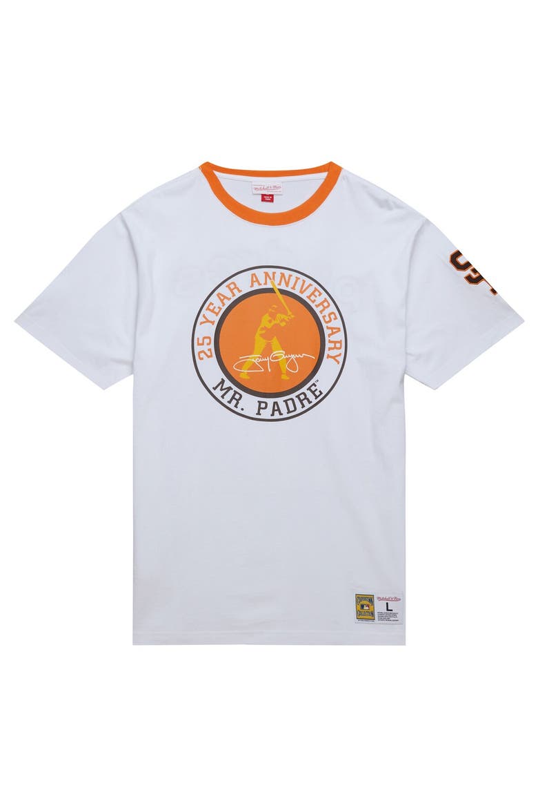 Men's Mitchell & Ness White San Diego Padres Cooperstown Collection Player Legends Ringer T-Shirt, Alternate, color, White