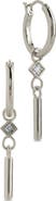 Sterling Forever Cubic Zirconia Bar Drop Hoop Earrings