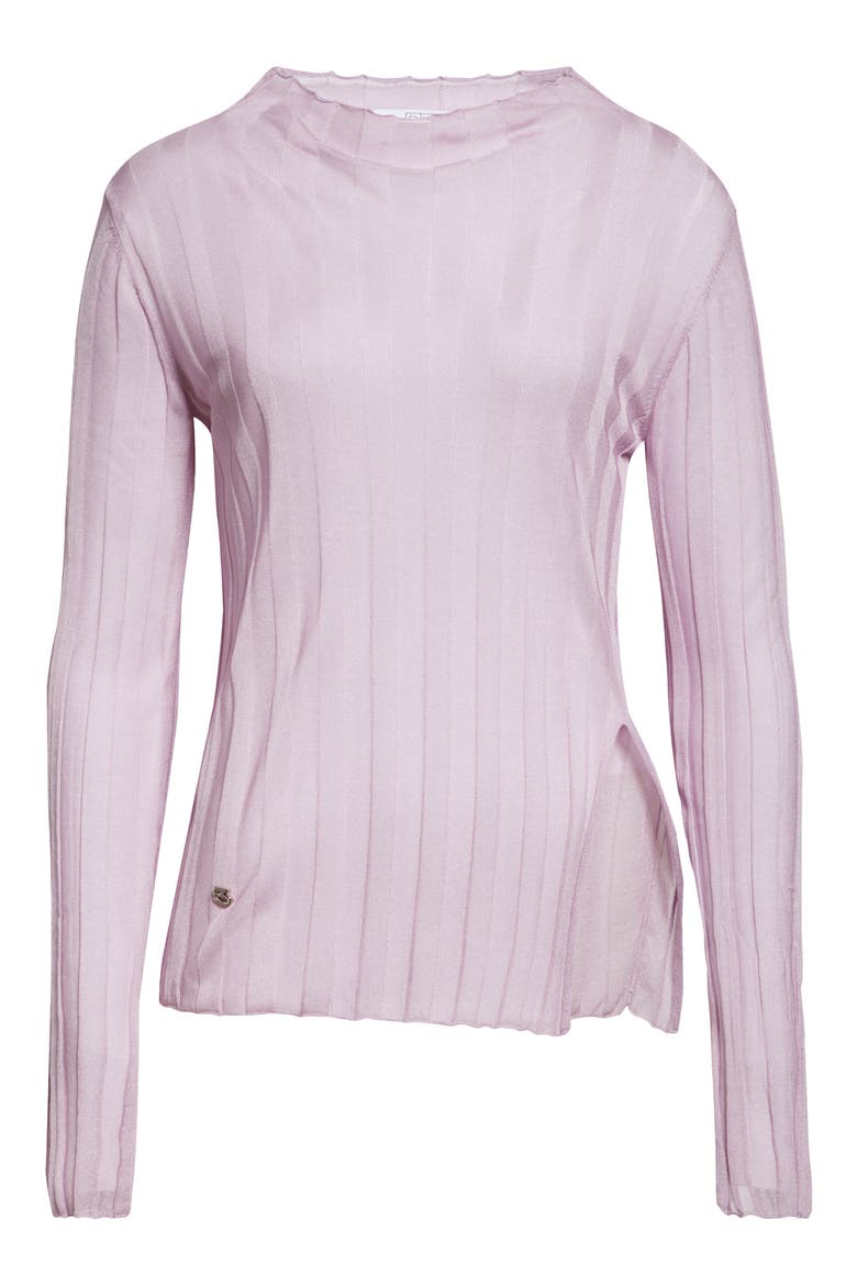 Sheer Rib Funnel Neck Sweater, Alternate, color, LAVENDER