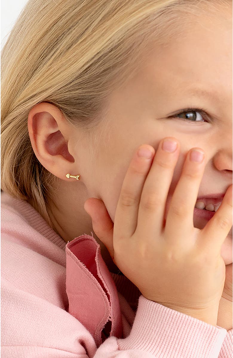 In Season Jewelry 14k Love Heart Arrow Earrings, Alternate, color, Gold