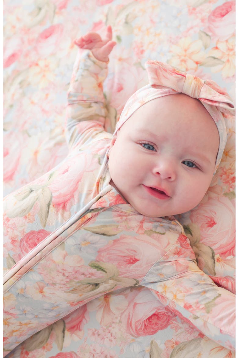 Floral Fitted Convertible One-Piece Pajamas, Alternate, color, LIGHT/ PASTEL BLUE