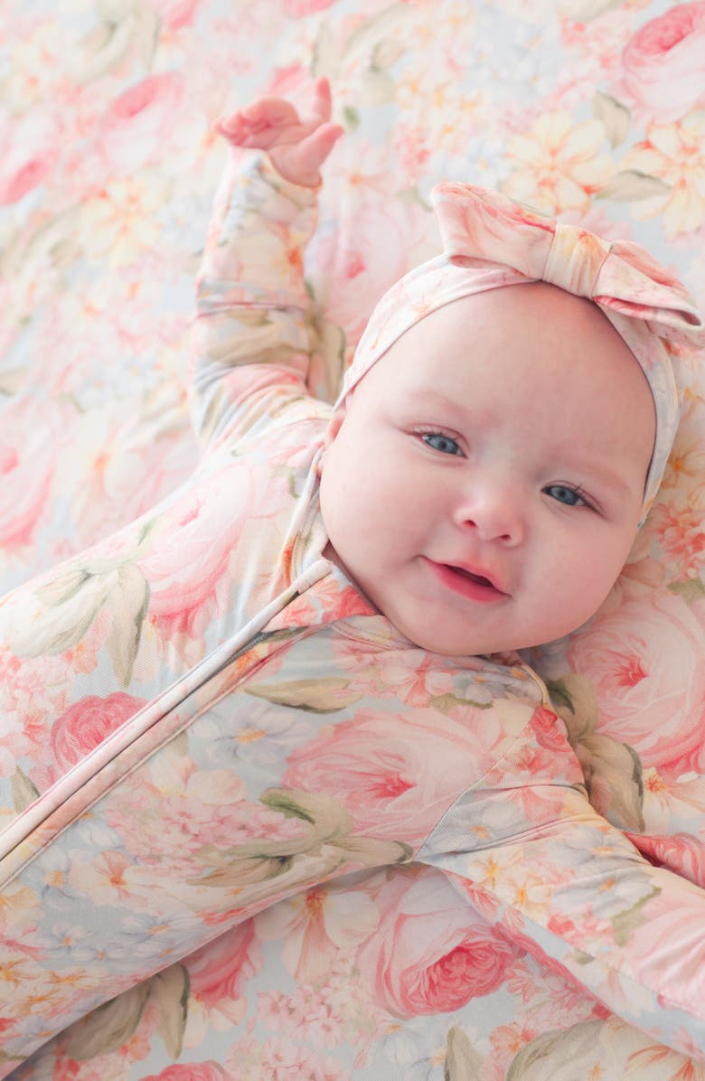 Posh Peanut Floral Fitted Convertible One-Piece Pajamas, Alternate, color, Light/ Pastel Blue