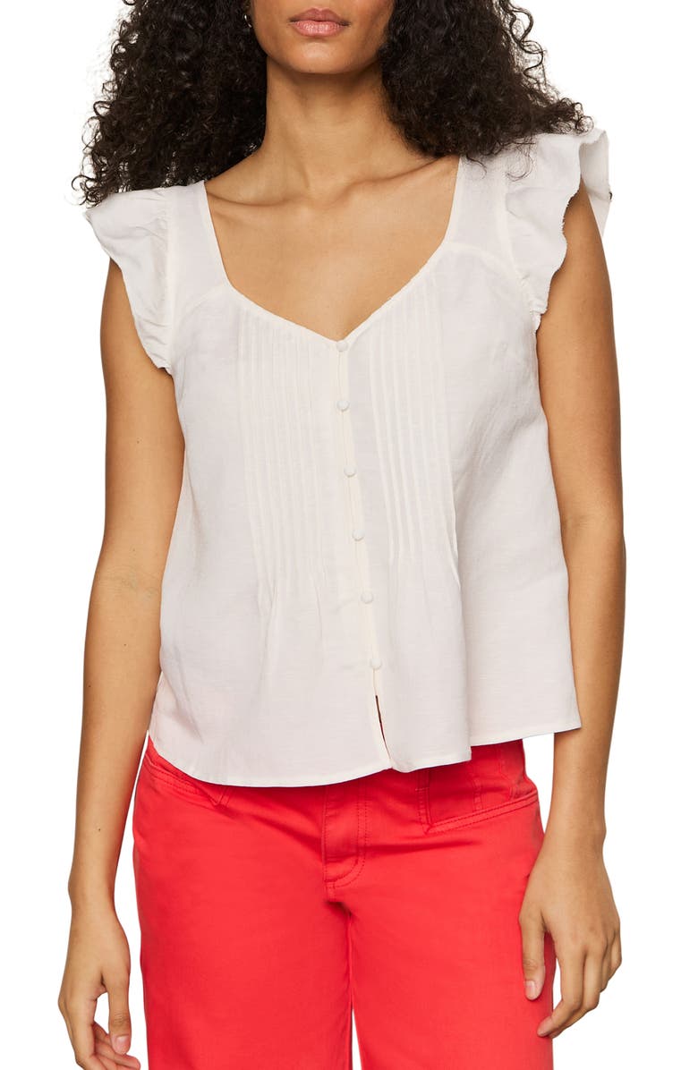 Sanctuary The Time Off Pintuck Pleat Linen Blend Top, Main, color, 