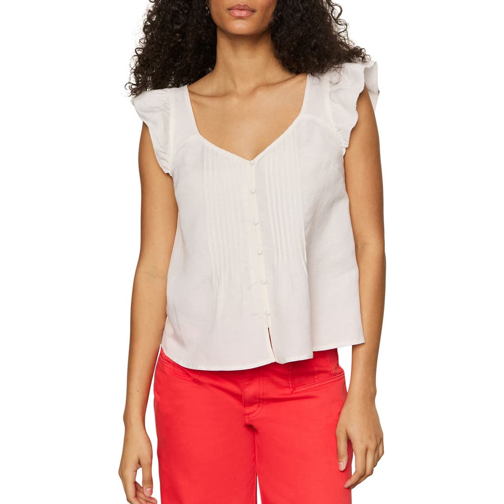 Sanctuary The Time Off Pintuck Pleat Linen Blend Top In White