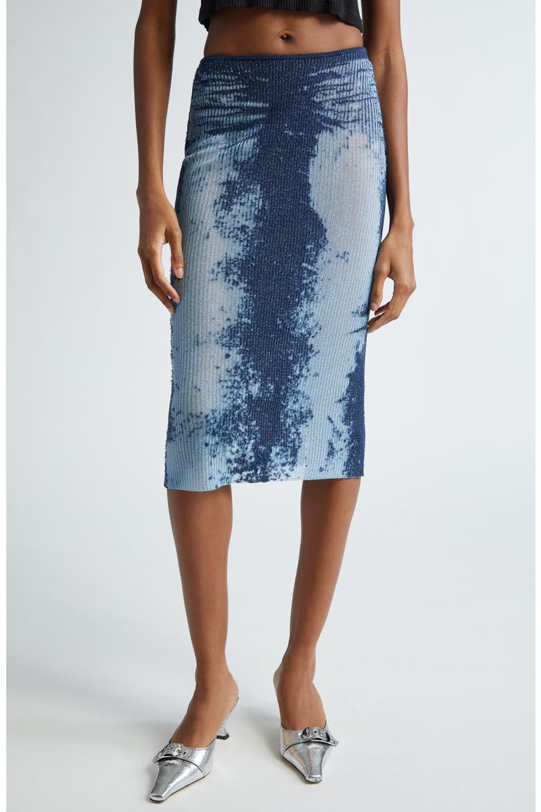 M-Begonia Rib Sweater Skirt, Main, color, BLUE LUREX