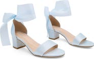 Kailee P Naomi Satin Block Heel Sandal with Satin Wrapped Tie
