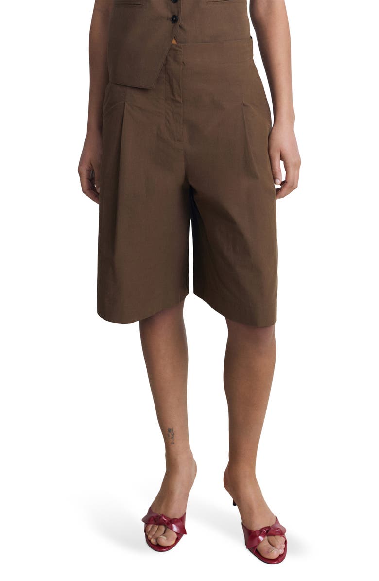 MANGO Cotton Bermuda Shorts, Main, color, Brown