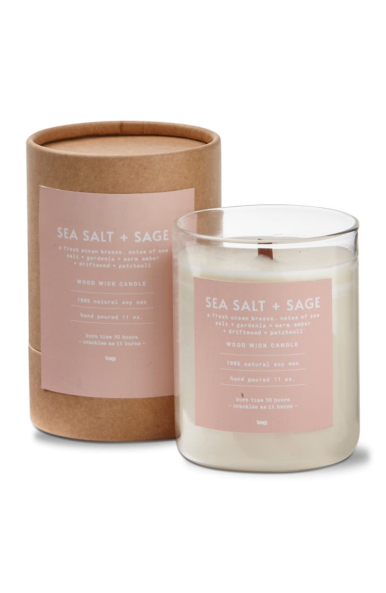 tag Sea Salt Sage Scented Candle Ivory Soy Wax Everyday Decor, Main, color, Beige