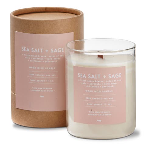 Sea Salt Sage Scented Candle Ivory Soy Wax Everyday Decor