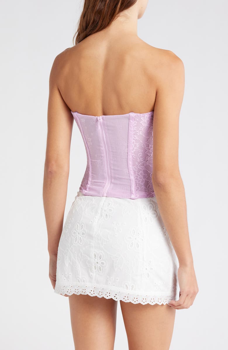 Mistress Rocks Strapless Lace Corset Top, Alternate, color, Orchid