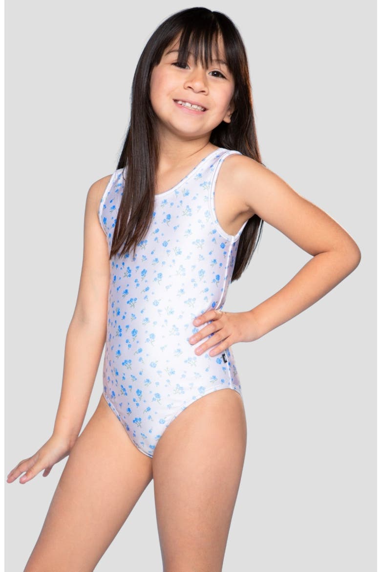 Kids' Crossback Swimsuit, Alternate, color, IVORY BLUE