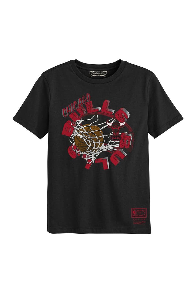 Preschool Mitchell & Ness Black Chicago Bulls In The Net T-Shirt, Main, color, Black