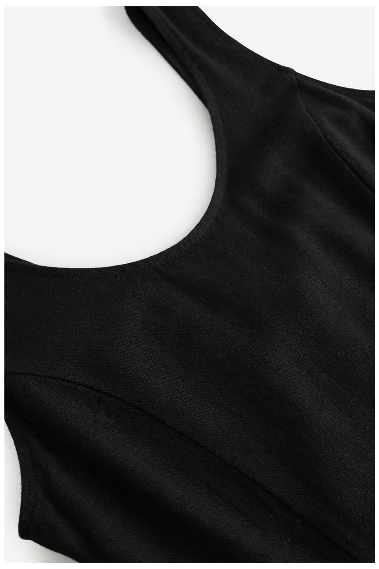 Linen Blend Sleeveless Fit & Flare Minidress, Alternate, color, BLACK