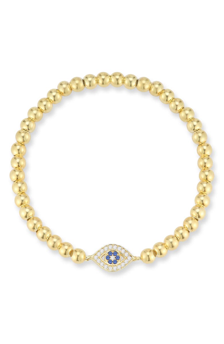 CHLOE AND MADISON CZ Eye Stretch Bead Bracelet, Main, color, Gold