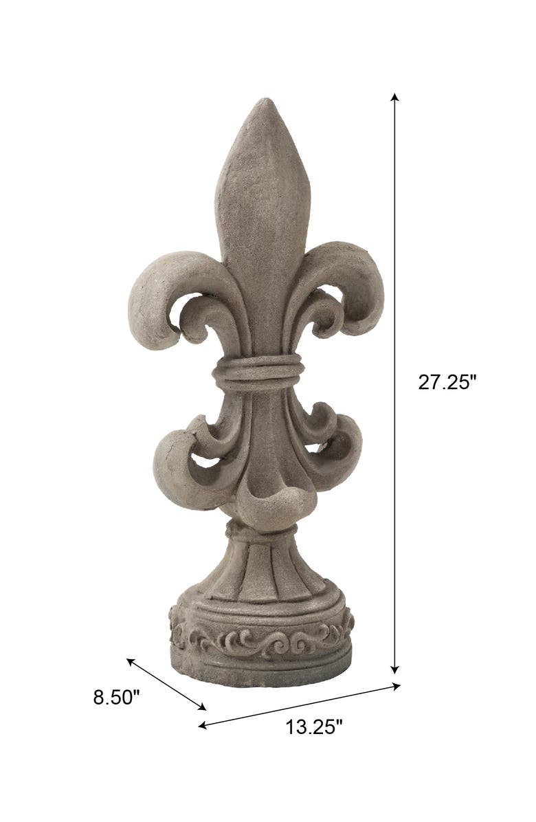 Glitzhome 27.25"H MGO Standing Fleur De Lis French Holiness Garden Statue, Alternate, color,
