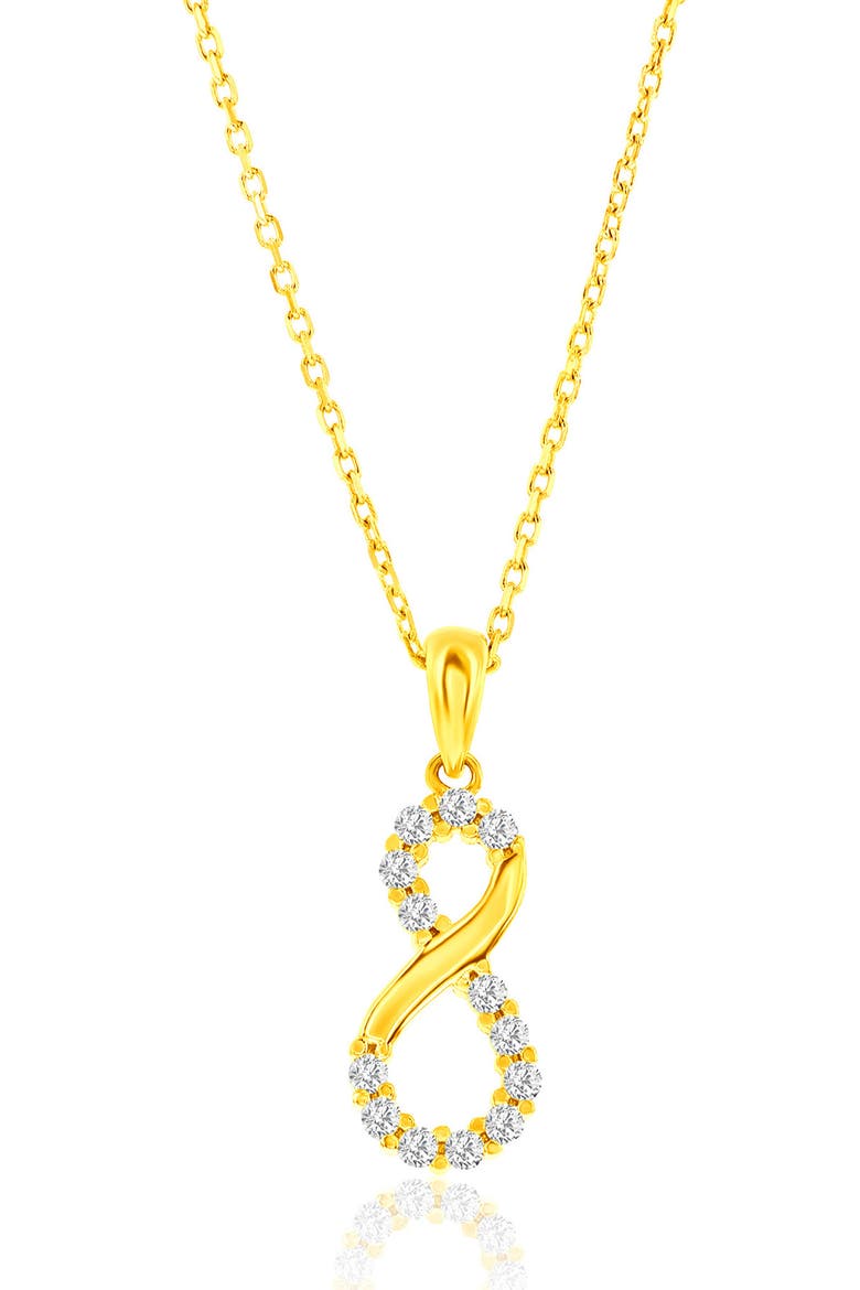 Cubic Zirconia Infinity Stud Earrings & Pendant Necklace Set, Alternate, color, GOLD