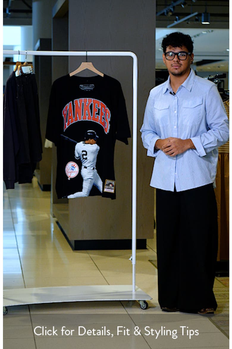 Men's Mitchell & Ness Derek Jeter Black New York Yankees Photo Arch Player Graphic T-Shirt video