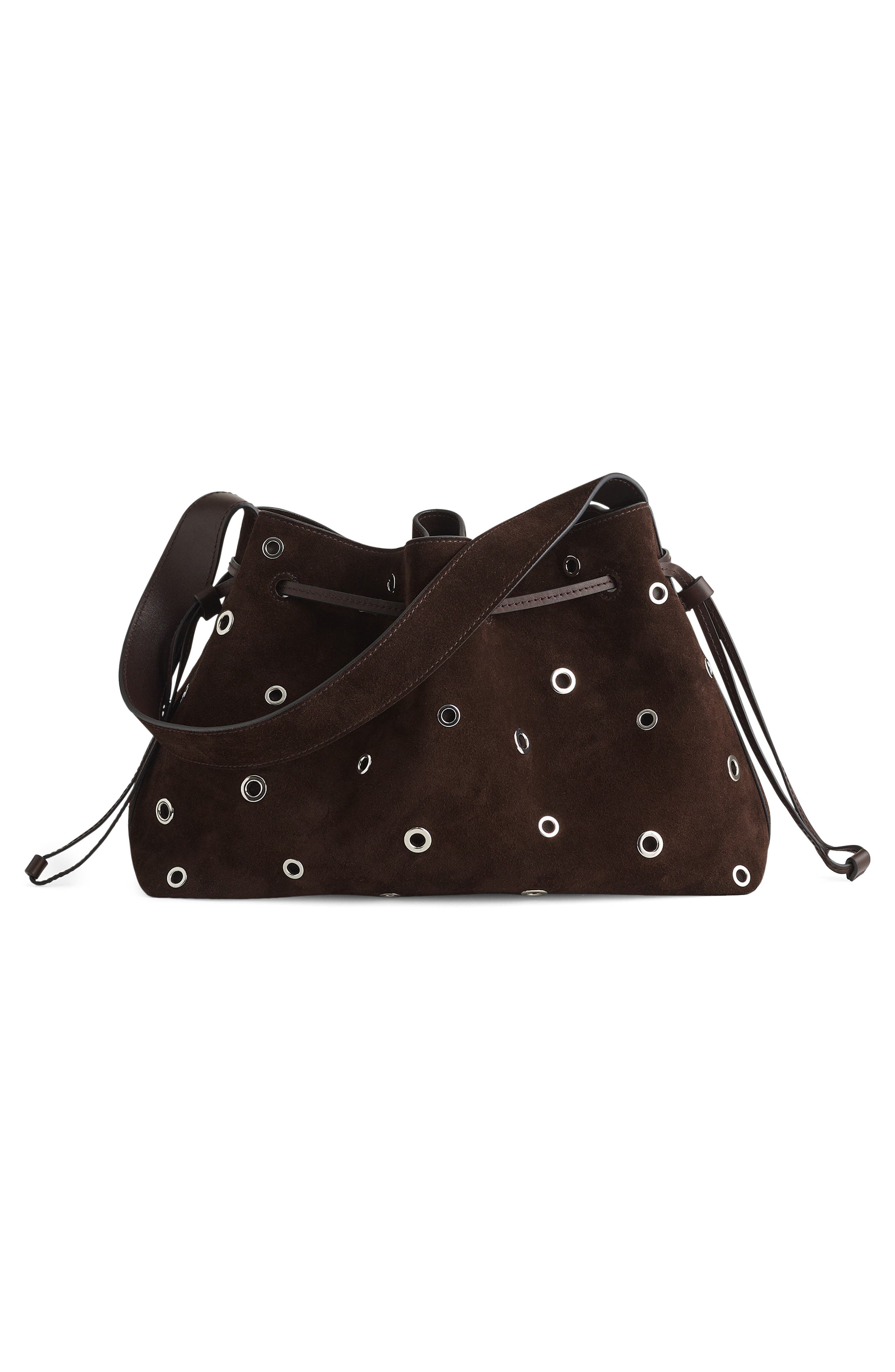 Madewell The Drawstring Shoulder Bag, Main, color, Dark Carob