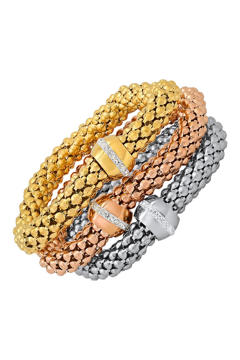 Tri-Tone Mesh Band Bracelets - Set of 3, Alternate, color, TRI TONE