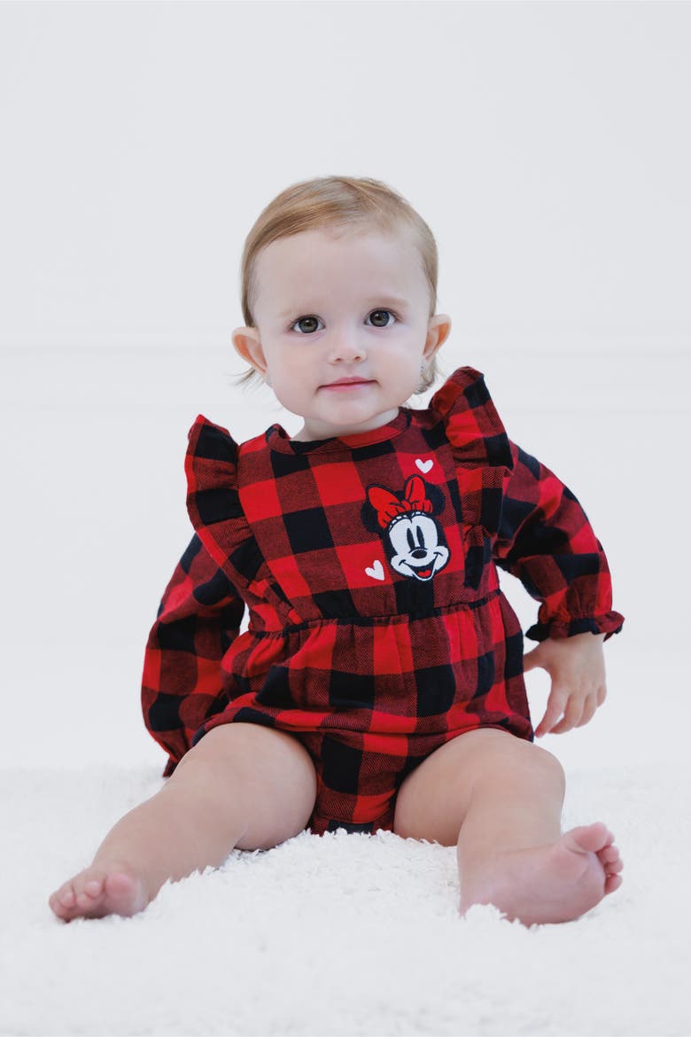 Mickey Mouse & Friends One Piece Bodysuit, Alternate, color, Minnie Red Black